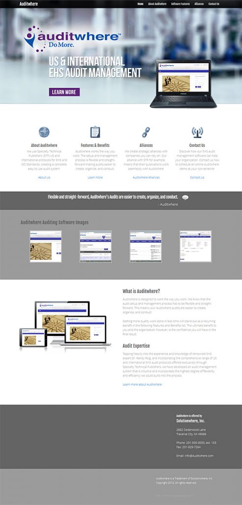 Software Company Web Design - Front Page - Desktop View