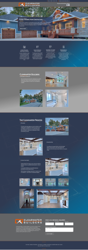 Traverse City Website Design - Clearwater Builders Home Page