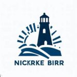 We made the Manistee Library Logo! Logo design featuring a lighthouse and waves, representing the brand Nickrke Birr, ideal for Michigan web design services.