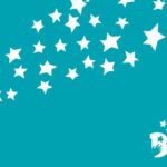 Bright teal background featuring white stars scattered across the top, symbolizing creativity and inspiration in Michigan web design.