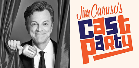 Image of a smiling man in formal attire, holding a curtain, alongside vibrant text reading "Jim Carrey Camp." This visual emphasizes creativity and personality, relevant for Michigan web design services that aim to make a strong impact.